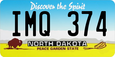 ND license plate IMQ374