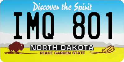ND license plate IMQ801