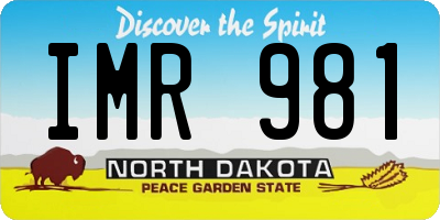 ND license plate IMR981