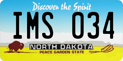 ND license plate IMS034