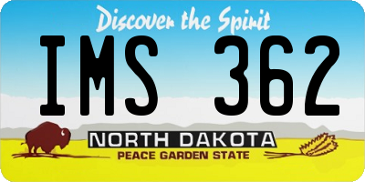 ND license plate IMS362