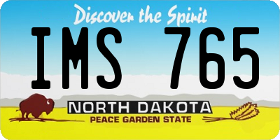 ND license plate IMS765