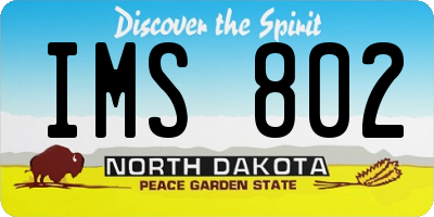 ND license plate IMS802