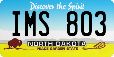 ND license plate IMS803