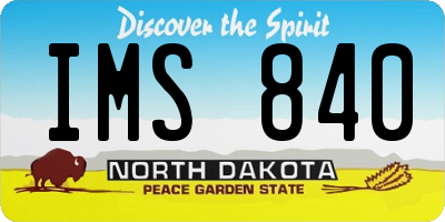 ND license plate IMS840
