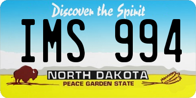 ND license plate IMS994