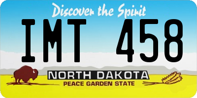 ND license plate IMT458