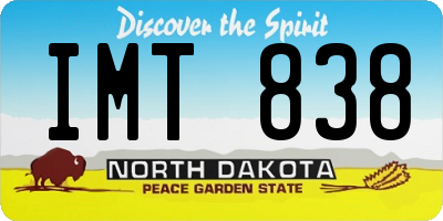 ND license plate IMT838