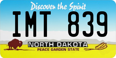 ND license plate IMT839