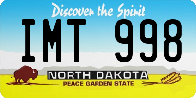 ND license plate IMT998