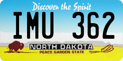 ND license plate IMU362