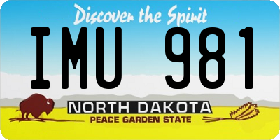ND license plate IMU981
