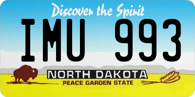 ND license plate IMU993