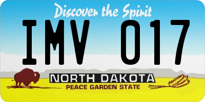 ND license plate IMV017