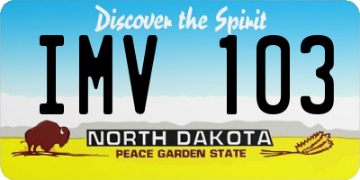 ND license plate IMV103