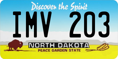 ND license plate IMV203