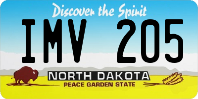 ND license plate IMV205