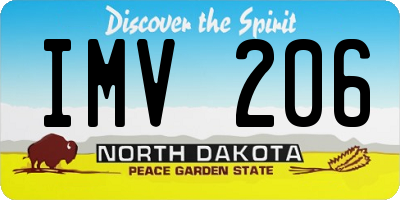 ND license plate IMV206