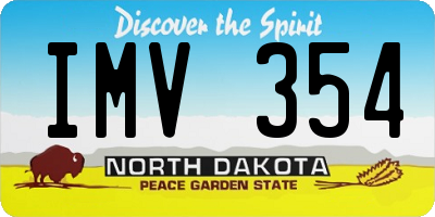 ND license plate IMV354
