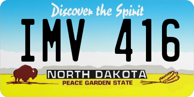 ND license plate IMV416