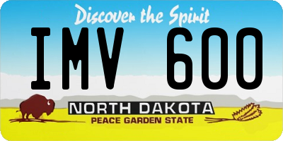 ND license plate IMV600