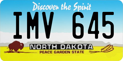 ND license plate IMV645