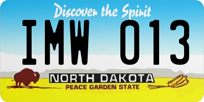 ND license plate IMW013