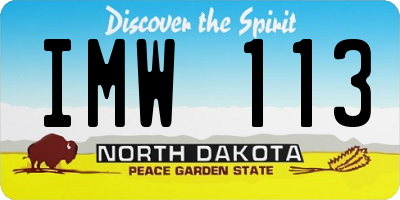 ND license plate IMW113