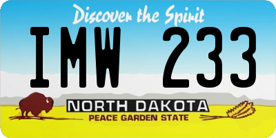 ND license plate IMW233