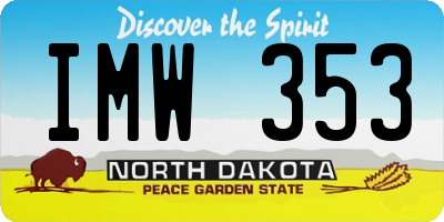 ND license plate IMW353