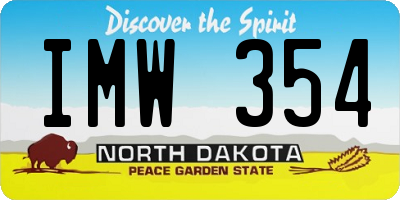 ND license plate IMW354