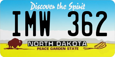 ND license plate IMW362