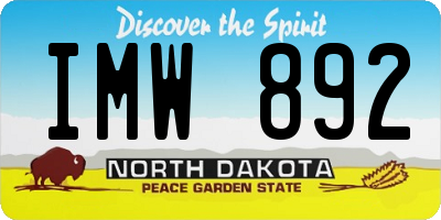 ND license plate IMW892