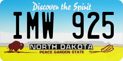 ND license plate IMW925