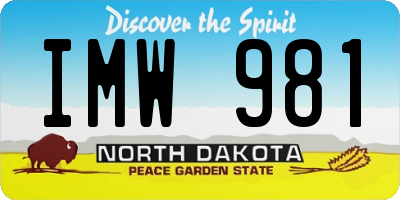 ND license plate IMW981