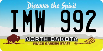 ND license plate IMW992