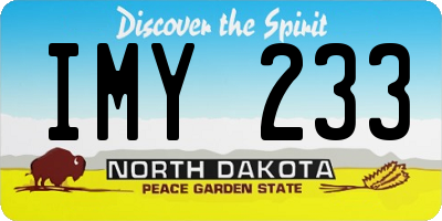 ND license plate IMY233