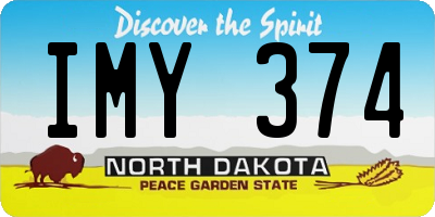 ND license plate IMY374