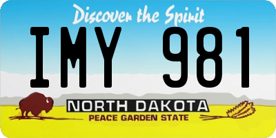 ND license plate IMY981