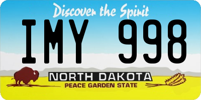 ND license plate IMY998