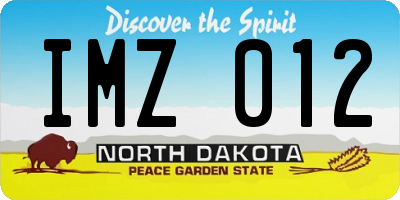 ND license plate IMZ012