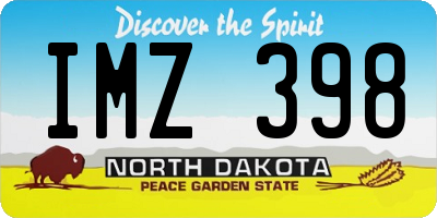 ND license plate IMZ398