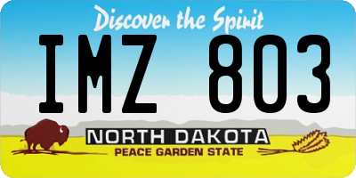 ND license plate IMZ803