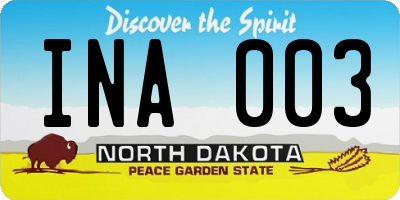 ND license plate INA003