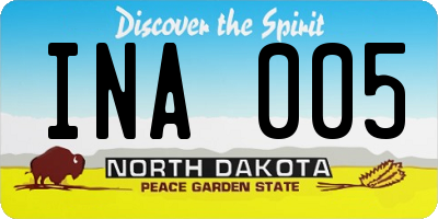 ND license plate INA005