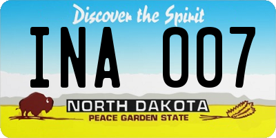 ND license plate INA007