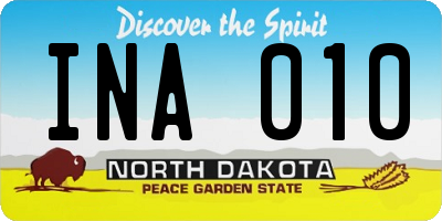 ND license plate INA010