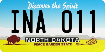 ND license plate INA011