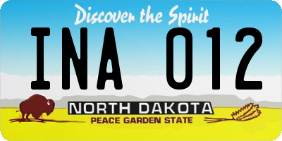 ND license plate INA012