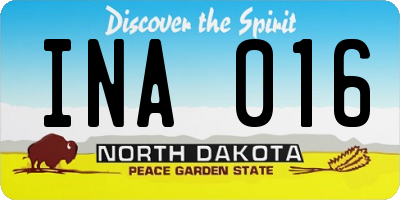 ND license plate INA016
